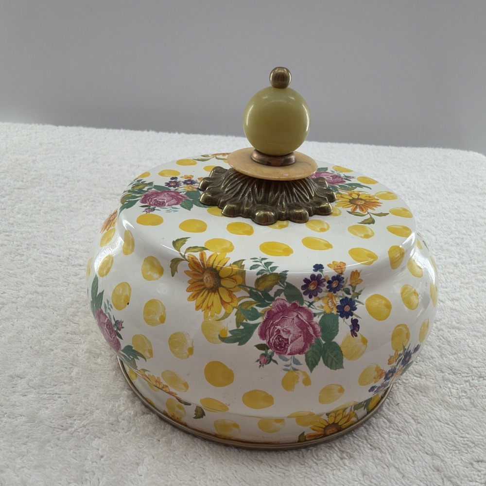 MacKenzie-Childs Bathing Hut Buttercup Enamel Dome Lid Replacement 5" Diameter